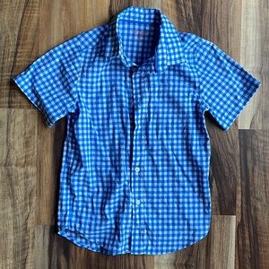 Boys Cat & Jack Check Print Blue/White Shortsleeved Button Down Top Size 6/7 (S)